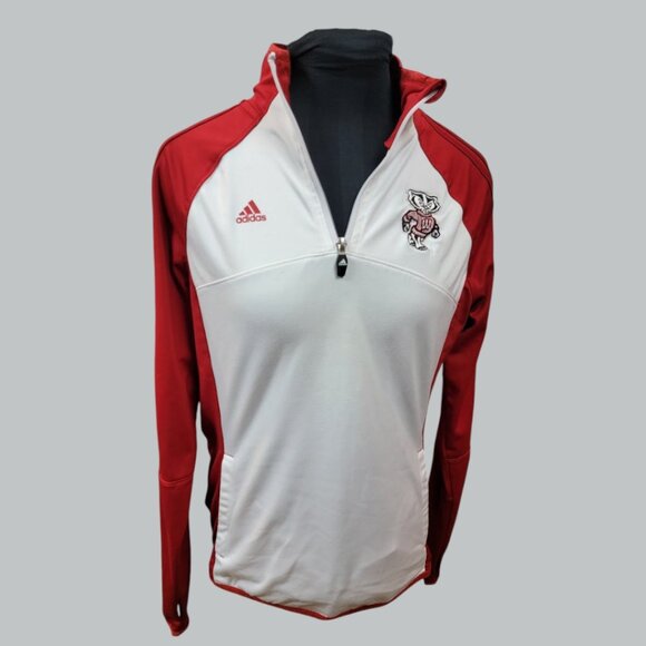 Adidas Wisconsin Badgers Women’s Red & White Quarter Zip Pullover | Size M - Picture 4 of 10